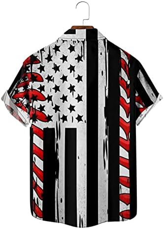 Summer Men Shirts Casual Mens Independência Bandeira 3D Impressão digital Botão de moda personalizado