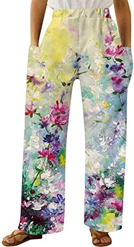 Miashui plus size calça de moletom para mulheres Casual Primavera Summer Summer Praia calça Colorida Floral Print
