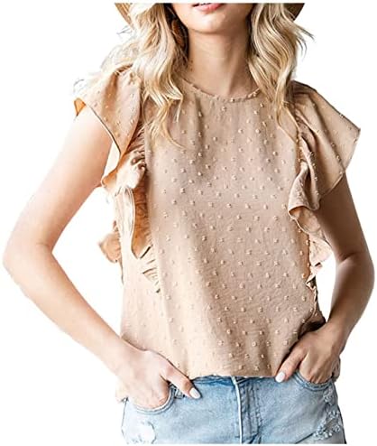 Tops de primavera e verão femininos 2023 bolinhas de babados Feifei Sleeve Sloping Tops #