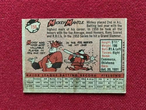 1958, Mickey Mantle, Topps Cartão de beisebol escasso/vintage - Cartões de beisebol com lajes