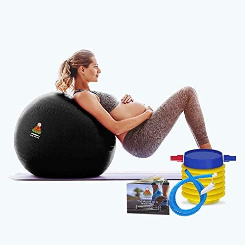 Bola de exercício de monge preguiçosa 55cm/65cm, cor preta/azul - cadeira de mesa de fitness, estabilidade da bola de gravidez Anti -burst, treino de ioga Pilates Balance Gym Physio Ball com bomba, Expersize Swiss Ball
