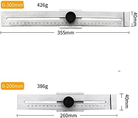 Slatiom 0-200mm/0-300mm Pinça de marcação de aço carbono de aço de madeira Medição de medição de medição Graduação 0,1mm Regra