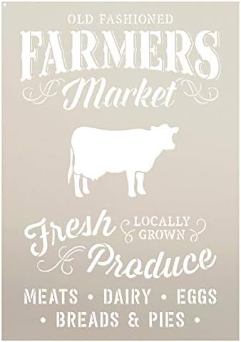 Mercado de agricultores antiquados - Word Art Stencil - STCL1972 - Por Studior12