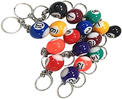 Homoyoyo 16pcs Billiards Keychain Key Ornament Metal Keychain Kidchain Keychain Billiards Keychains Boliche