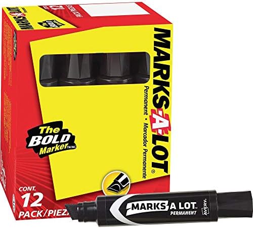 Marks-A-Lot Jumbo Chisel Tip marcador permanente, preto, 12 pacote