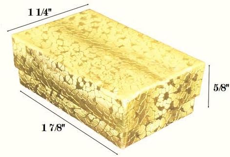 888 Display - pacote de 10 caixas de 1 7/8 x 1 1/4 x 5/8 Caixas de jóias de algodão dourado com algodão dourado