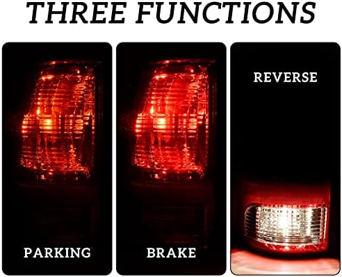 Luzes traseiras de kewisauto para Dodge Ram 1500 09-18, Lâmpada de freio de reposição de picape Red Halogen Stop Taillamps
