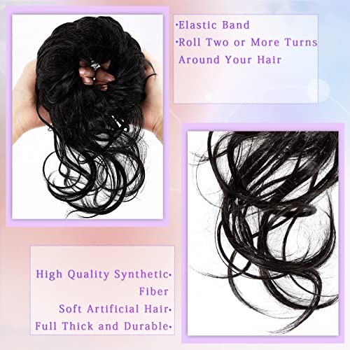 Extensões de pão de cabelo, rasje os rabos de borracha de cabelo de cabelo maldoso coque cacheado ondulado ondulador de cabelos