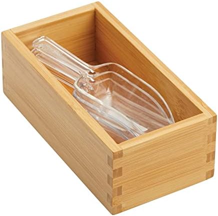 Mdesign Bamboo Storage Bin Recipling, caixas de caixa organizadoras de gavetas para armário de despensa de cozinha, prateleira, ilha ou bancada, segura lanches, especiarias ou bebidas, coleção de eco, 4 pacote, natural/bronzeado