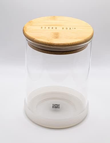 Bekko Box Rambler 24 oz de tampa de bambu, vidro alto borossilicato, frascos de alimentos herméticos, sem BPA, de alimentos, contêiner de armazenamento de alimentos de vidro