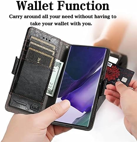 Caixa de telefone para Samsung Galaxy S22 Ultra com RFID Bloqueio de couro Caixa Caixa Caixa de crédito Titular do cartão SIM CARTA DE CARTÃO, FLIP Folio Chapleonce Toupe