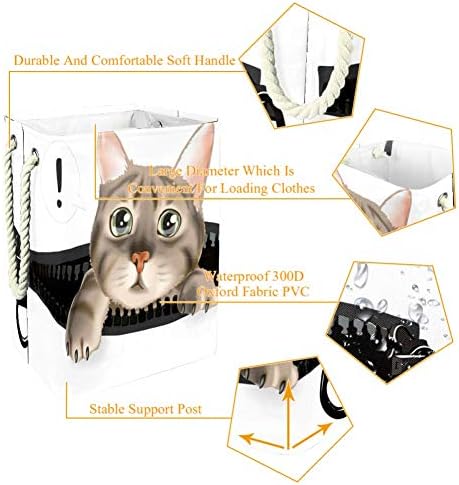 Cato fofo no zíper bolso 300d Oxford PVC Roupas à prova d'água cesto de lavanderia grande para cobertores Toys de roupas no quarto