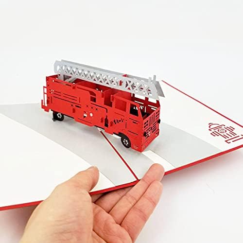 Caminhão de bombeiros - Cartão do dia dos pais pop -up, Feliz aniversário, cartão pop -up, aniversário, presente