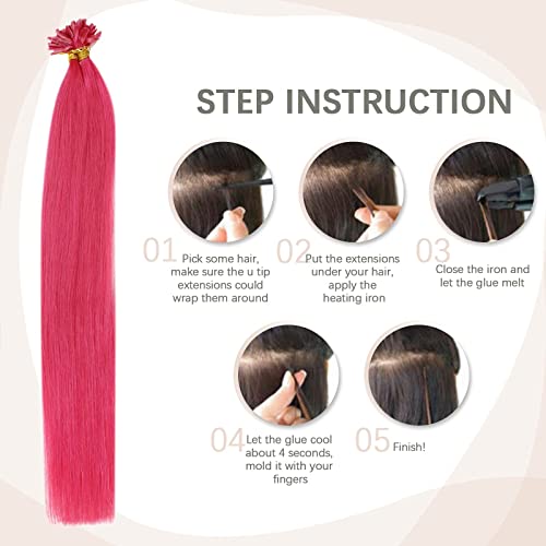 Extensões de cabelo rosa Real Human Hair-Fita em extensões de cabelo 10pcs 25g e u ponta Extensões de cabelo 25 fios 25g 20 polegadas