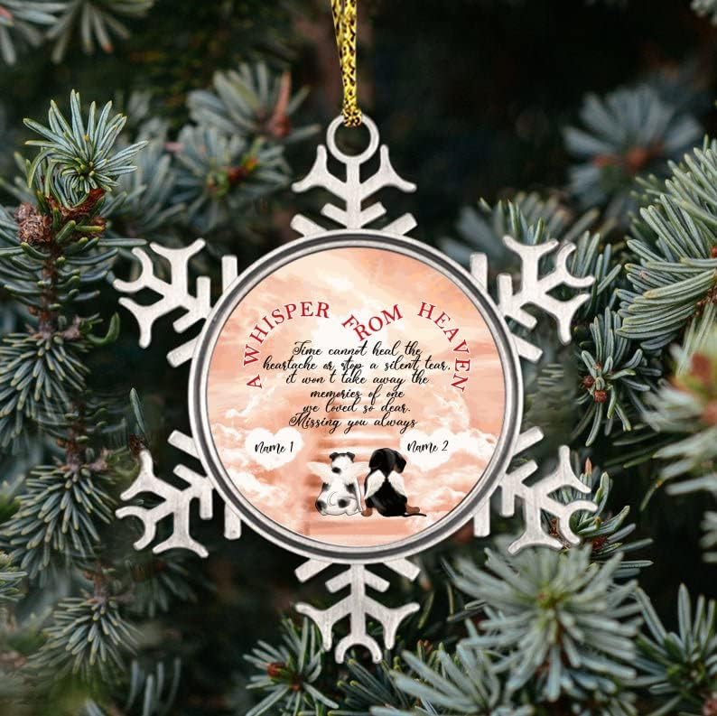 Memorial Dog tem tema de Natal dos enfeites de árvore de Natal, um sussurro do céu, nome de cão personalizado metal