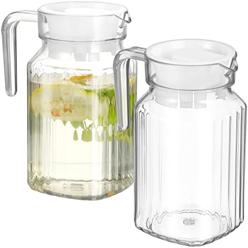 Inoomp garrafas de água clara jarros de plástico arremessador de água gelada com tampa de tampa jarra de chá geladeira recipiente