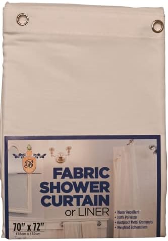 Lineador de cortina de chuveiro de tecido Broder MFG | 70 largura x 72 de comprimento - se encaixa na maioria das banheiras de chuveiros