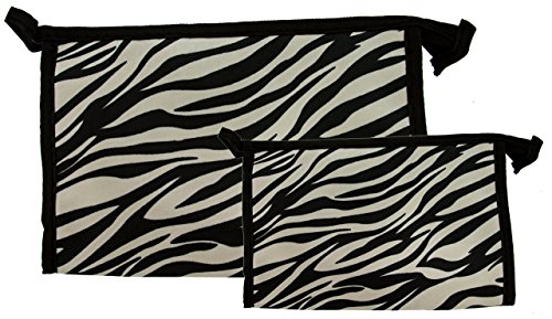 Northern Star Comparando Zebra Travel Cosmetic, maquiagem, bolsa de higiene pessoal, leve é ​​em três prateados, conjunto de 2