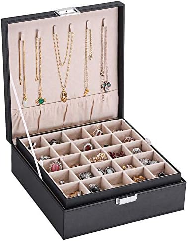 Caixa de organizador de jóias bewishome com 4 bairro de assistência Brincha Organzier para anéis, colarco preto ssh07b11b