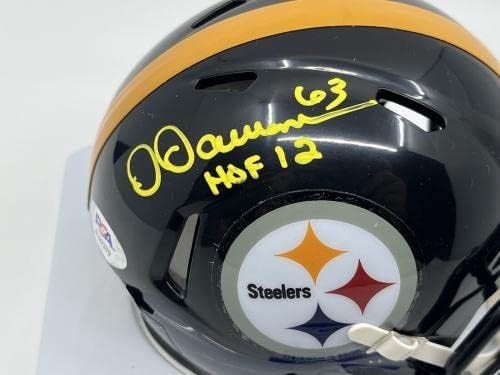 Dermontti Dawson Hof 12 Pittsburgh Steelers assinou o Mini Capacete Autograph PSA DNA - Capacetes NFL autografados