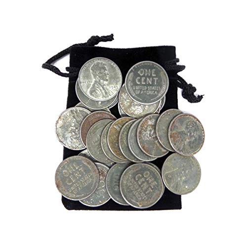 1943 - Conjunto de 20 centavos de aço circulavam condição com 5 bônus gratuitos e bolsa de presente de veludo preto circulando