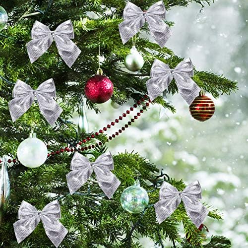 Tendycoco 12pcs mini arestas de natal arcos Wreath Bow Xmas Tree Bowknot Ornamentos para cestas de embrulho de embrulho de artesanato decoração