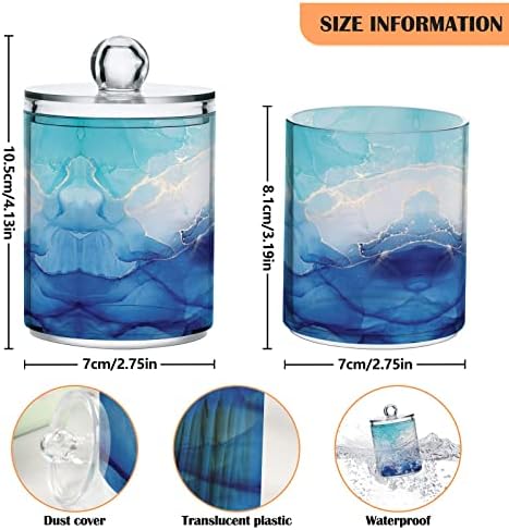 Alaza 2 Pack Qtip Dispenser Dispensador azul Mármore brilhante Bright Art Art Art Bathranizer Caracos para bolas