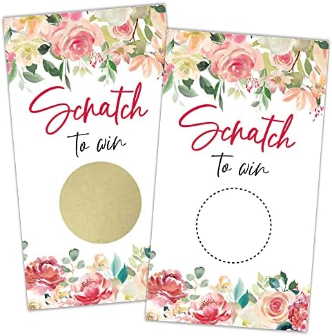RewidParty 50 Blank Floral Gift Scritt Off Define Cartões Floral Lottery Bilhetes de casamento Casamento Baby Shower Scratch