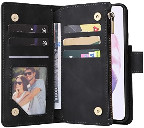 LBYZCASE para Samsung Galaxy S22 Plus+ 5G Case com porta -cartas, Luxo de luxo durável Fólio Follio Flip Zipper Pocket