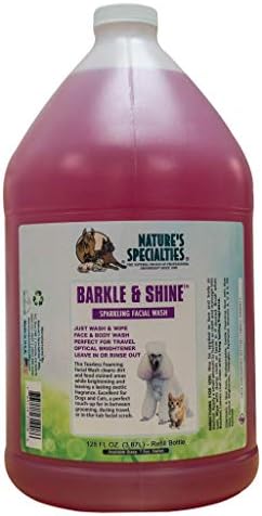 Especialidades da natureza Barkle Shine Sparkling Dog Facial Wash for Pets, escolha natural para cuidadores profissionais, iluminador óptico, fabricado nos EUA, 1 gal