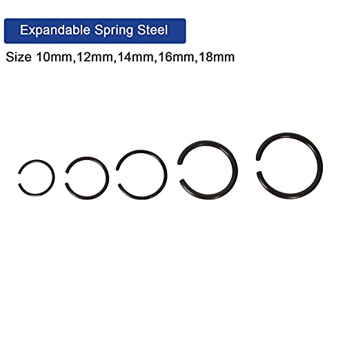FASTTEND GB895.2 φ10-Tφ26 Clipe de retentor de 65mn Anel de anel de aço de aço de aço de aço de anel de anel de aço, kit de variedade de anel de parada do rolamento, anéis redondos de fios para eixos, 120pcs