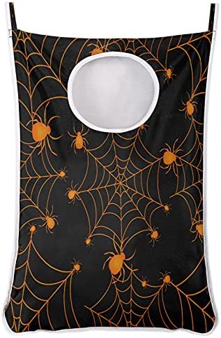 Halloween Spider Print Post Holding Laundry Horting Saco, sobre a porta da lavanderia Saco de Saco de Armazenamento Durável Durável
