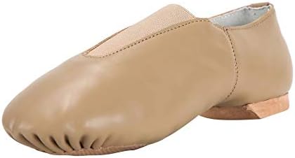 Linodes Leather Jazz Shoe Slip com a parte superior elástica