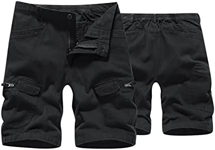 Shorts fivelelle masculino com zíper de zíper bolso de bolso de bolso externo casual cor sólido multi masculino calças jovens