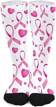 Cancer de mama Ribbon Ribbon Color Blocks Sports Sports altas meias de tubo para adolescentes adultos