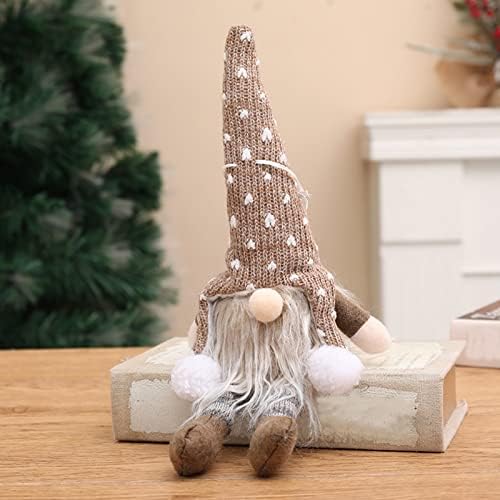 Decorações de Natal de Natal Doll de pedestres de pernas longas de crochê com luzes com luzes pingentes de vitral