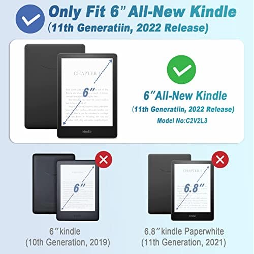 Melhor Choice-Bundle: Stand Hands-Free 6 Kindle 2022 Case & Ultra Lightweight 6 Kindle 2022 Case