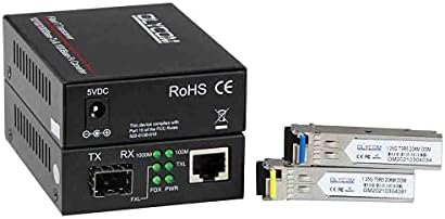 Um par de Gigabit Ethernet Fiber Optical Media Converter Bidi 10/10/1000Base-TX Optic SM 20km a RJ45 Porta com transceptores
