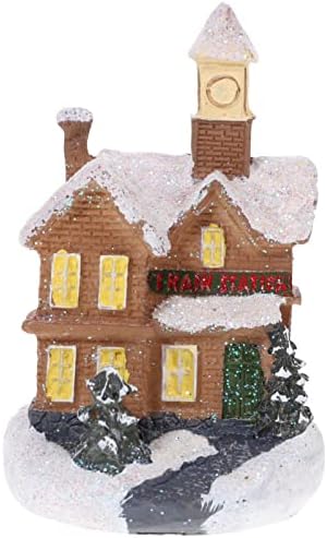 Besportble House Decor Christmas Luminous Mini House Micro Resin House Village pendurada Ornamentos iluminados por inverno