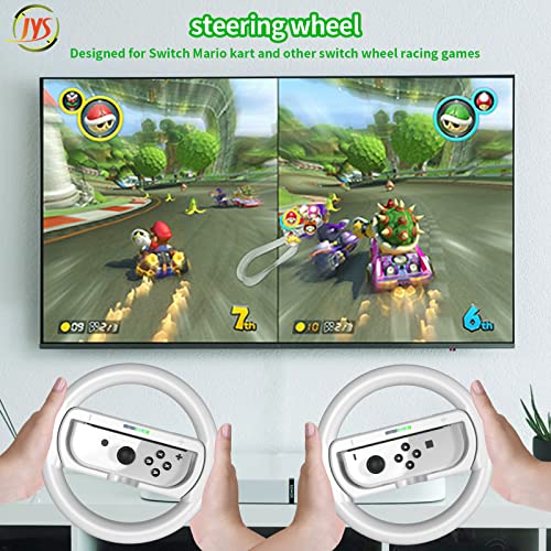 Joytorn Novo controladores de roda destacável atualizados para o modelo OLED Nintendo Switch, Switch Joycons Acessórios Compatíveis com Mario Kart e Coisas Racing-White