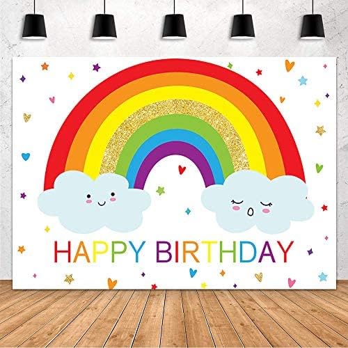 Mehofond Rainbow Birthday Birthday Festy Decoration for Girl Princess colorido sweetheart star ouro nuvens de arco -íris