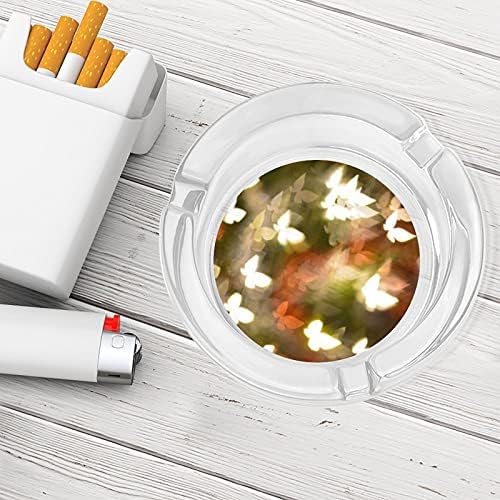 Borboletas moldam o bokeh de vidro redondo moderno bandeja de cinzas portáteis Cigarros de charuto portátil Cigarro de cinzas para