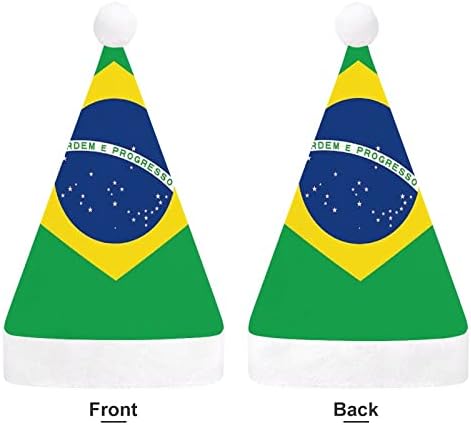 Bandeira brasileira chapéu de Natal macio Papinho de capital Função engraçada para a festa festiva do ano novo de Natal