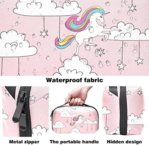 Infantil Unicorn White Clouds Star Pink Cosmetic Saco para mulheres Bolsa de moda fofa bolsa de maquiagem à prova d'água