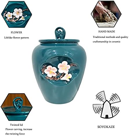 Urnas médias de lhmyghfdp para cinzas humanas, urnas de cerâmica feitas à mão por artesãos, exibição de enterro em casa ou decoração