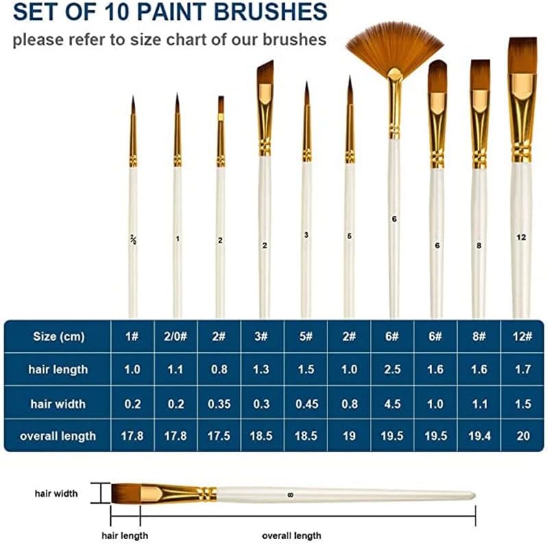 Slnfxc pincel de pincel Conjunto de nylon pincel Óleo de aquarela tinta Diy Art Brush Art Supplies