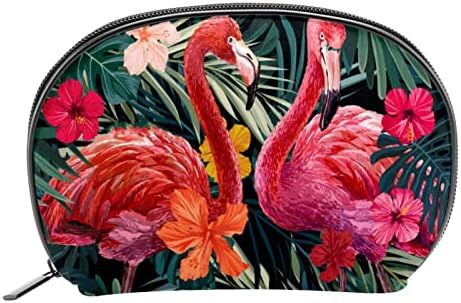 TBOUOBT Bolsa cosmética para mulheres, bolsas de maquiagem Bolsa de higiene saco de bolsa de viagem, Tropical Animal Flamingo Flear Folhera