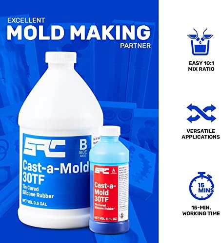Resina Especial e Química Cast-A-Mold 30TF | Kit de molde de silicone líquido RTV | Kit de moldagem por borracha de silicone para fundição resina epóxi, poliuretano, poliéster, cimento, sabão, cera e gesso