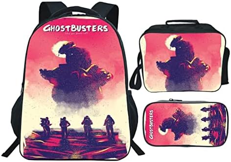 Mayotte Teen Boys Ghostbusters 3 em 1 Backpack Set-Set-Proove School Backpack com lanchonete lápis para aluno