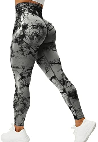 Rugkey Scrunch Butging Leggings para mulheres TIY Dye Alta cintura Treino perfeita Pontas de ioga Rouco de Booty Compression Tights